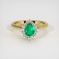 0.59 Ct. Emerald Ring, 18K Yellow Gold 1