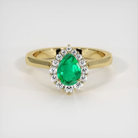 0.59 Ct. Emerald Ring, 18K Yellow Gold 1