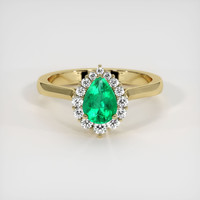 0.67 Ct. Emerald Ring, 18K Yellow Gold 1