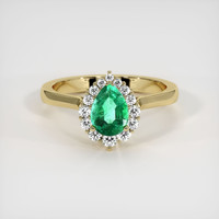 0.55 Ct. Emerald Ring, 18K Yellow Gold 1