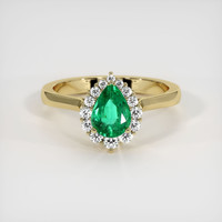 0.60 Ct. Emerald Ring, 18K Yellow Gold 1