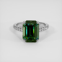 5.10 Ct. Bluish Green Sapphire Ring, Platinum 950 1