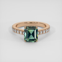 4.06 Ct. Bluish Green Sapphire Ring, 14K Rose Gold 1