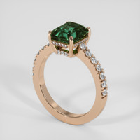 4.06 Ct. Bluish Green Sapphire Ring, 14K Rose Gold 2