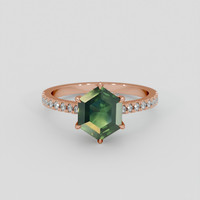 3.00 Ct. Green Sapphire Ring, 14K Rose Gold 1