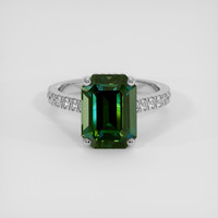 5.10 Ct. Bluish Green Sapphire Ring, 10K White Gold 1