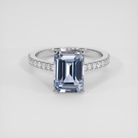 3.65 Ct. Blue Sapphire Ring, 14K White Gold 1