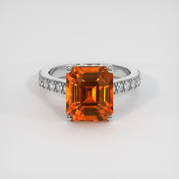 5.45 Ct. Orange Sapphire Ring, 14K White Gold 1