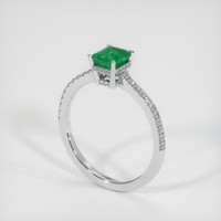 0.75 Ct. Emerald Ring, 18K White Gold 2