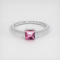 0.74 Ct. Pink Sapphire Ring, 18K White Gold 1