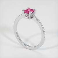 0.74 Ct. Pink Sapphire Ring, 18K White Gold 2