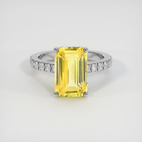 4.55 Ct. Yellow Sapphire Ring, 18K White Gold 1