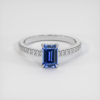 1.02 Ct. Blue Sapphire Ring, 18K White Gold 1