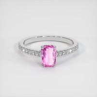 1.08 Ct. Purplish Pink Sapphire Ring, 18K White Gold 1