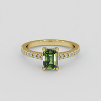 1.20 Ct. Yellowish Green Sapphire Ring, 10K Yellow Gold 1
