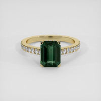 3.41 Ct. Bluish Green Sapphire Ring, 14K Yellow Gold 1