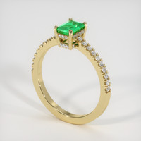 0.43 Ct. Emerald Ring, 18K Yellow Gold 2