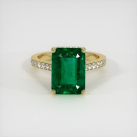 4.15 Ct. Emerald Ring, 18K Yellow Gold 1