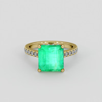 5.21 Ct. Emerald Ring, 18K Yellow Gold 1