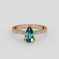 1.36 Ct. Bluish Green Sapphire Ring, 14K Rose Gold 1