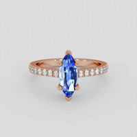 1.40 Ct. Blue Sapphire Ring, 18K Rose Gold 1