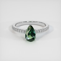 1.56 Ct. Green Sapphire Ring, 14K White Gold 1