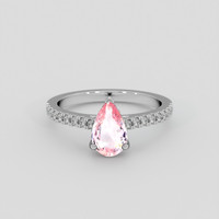 1.00 Ct. Pink Sapphire Ring, 14K White Gold 1