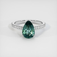 2.96 Ct. Bluish Green Sapphire Ring, 14K White Gold 1