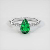 0.92 Ct. Emerald Ring, 18K White Gold 1