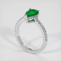 0.92 Ct. Emerald Ring, 18K White Gold 2