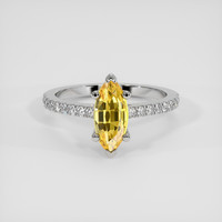 1.29 Ct. Yellow Sapphire Ring, 18K White Gold 1