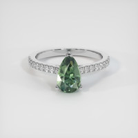1.62 Ct. Green Sapphire Ring, 18K White Gold 1