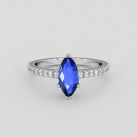 2.07 Ct. Blue Sapphire Ring, 18K White Gold 1