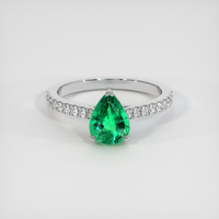 1.01 Ct. Emerald Ring, 18K White Gold 1