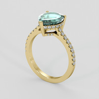 2.44 Ct. Bluish Green Sapphire Ring, 10K Yellow Gold 2