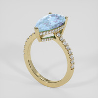 3.35 Ct. Blue Aquamarine Ring, 14K Yellow Gold 2