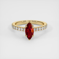 0.76 Ct. Ruby Ring, 14K Yellow Gold 1