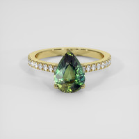 3.00 Ct. Green Sapphire Ring, 14K Yellow Gold 1