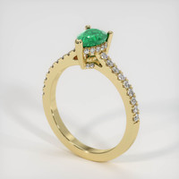 0.61 Ct. Emerald  Ring - 18K Yellow Gold