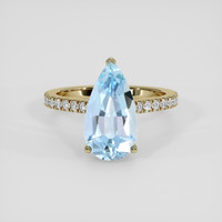 3.35 Ct. Blue Aquamarine Ring, 18K Yellow Gold 1