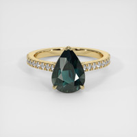 2.49 Ct. Bluish Green Sapphire Ring, 18K Yellow Gold 1