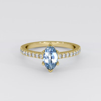 0.97 Ct. Blue Sapphire Ring, 18K Yellow Gold 1