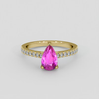 1.48 Ct. Purplish Pink Sapphire Ring, 18K Yellow Gold 1