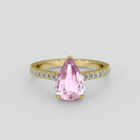 4.11 Ct. Purplish Pink Sapphire Ring, 18K Yellow Gold 1