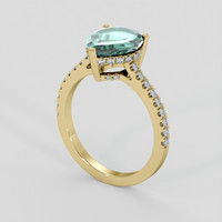 2.44 Ct. Bluish Green Sapphire Ring, 18K Yellow Gold 2
