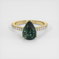 3.27 Ct. Bluish Green Sapphire Ring, 18K Yellow Gold 1