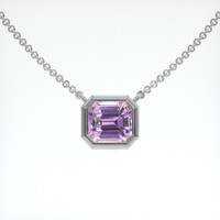 1.41 Ct. Purplish Pink Sapphire Necklace, 14K White Gold 1