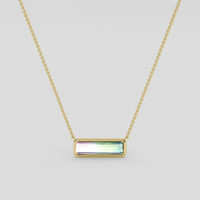 1.14 Ct. Bi Color Tourmaline Necklace, 10K Yellow Gold 1