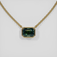 1.08 Ct. Bluish Green Sapphire Necklace, 14K Yellow Gold 1