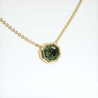0.52 Ct. Green Sapphire Necklace, 14K Yellow Gold 2